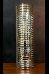 4.5"D X 15.5"H METALLIC STRIPE GLASS VASE [91029]